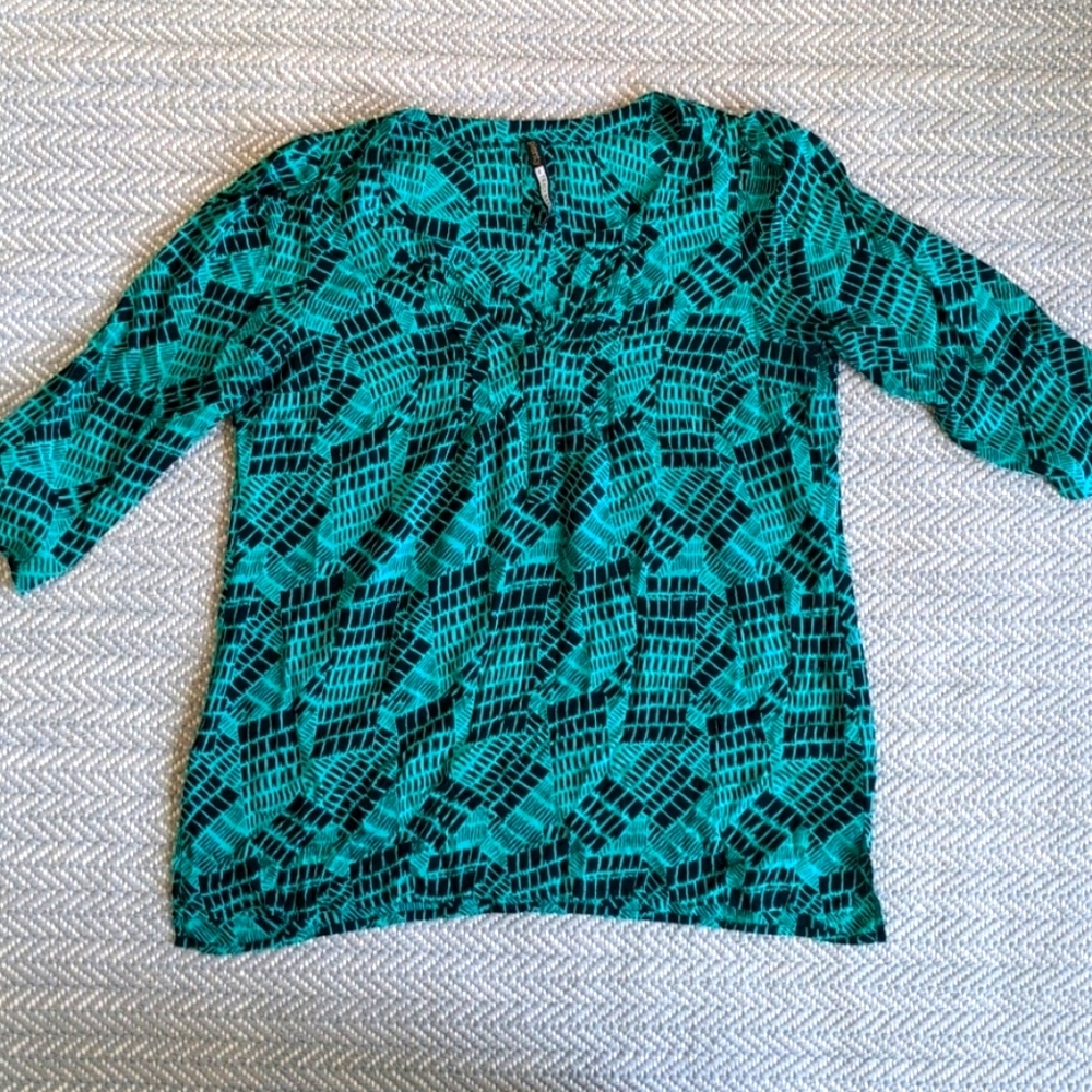 Tracy Reese Navy Teal Blouse
